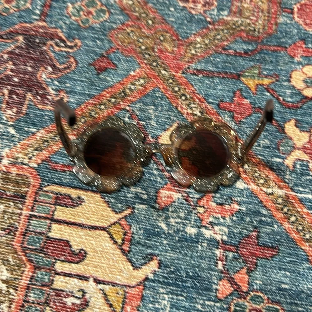 Toddler Girl Sunglasses Retro Flower Brown Sparkle